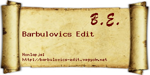 Barbulovics Edit névjegykártya